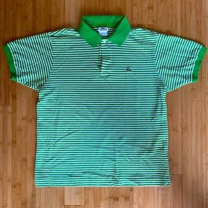 Lacoste Vintage Green & White Striped Polo Sz S
